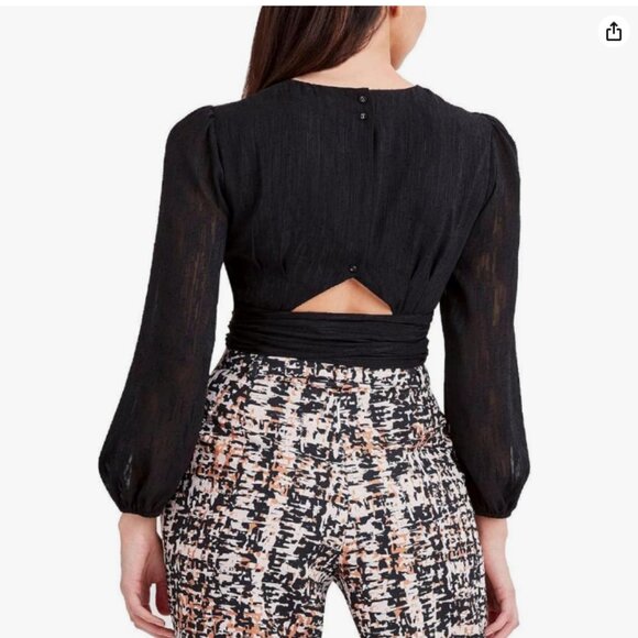 BCBGMAXAZRIA Women's Cropped Wrap Top with Bow XL - Picture 10 of 11